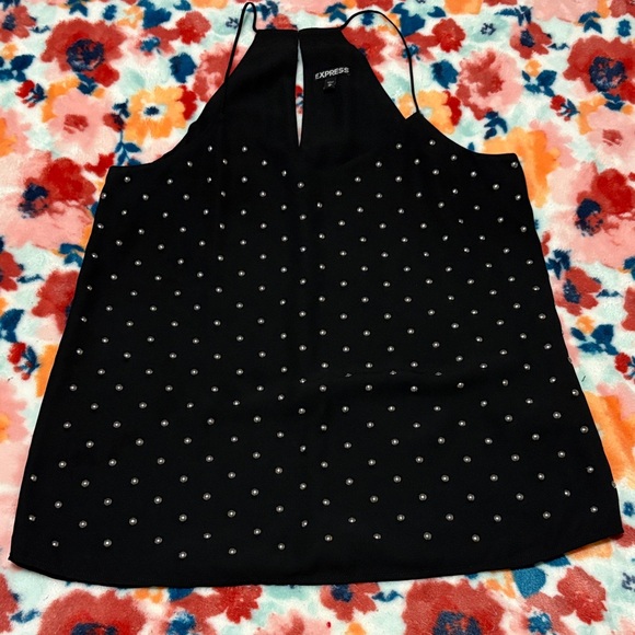 Express Black Camisole with White Polka Dots - Picture 1 of 3
